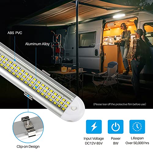 Image of CT CAPETRONIX 12v LED Interior Light Bar, 120LEDs 1500LM 8W DC 12 Volt led Strip Lights with ON /Off Switch, for Enclosed Cargo Trailer, Car RV Van Truck Lorry Camper Boat Caravan Motorhome (8Pack)