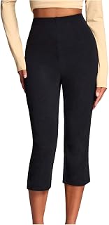 MakeMeChic Women's Y2k Capri Leggings Slit Dressy Casual Work Cropped Pants | Office Pants, Split Hem, Cropped Pants, High Waist Capri Pants, Fall Outfits