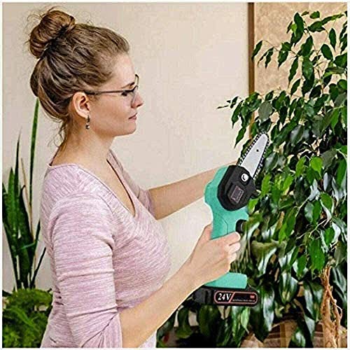 ATTDDP 550W Mini Chainsaw 4-Inch Cordless Electric Protable Chainsaw Pruning Shears Chainsaw,with Battery and Charger,for Courtyard Tree Branch Wood Cutting,A