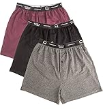 Noble Mount Mens Stretch Cotton Knit Boxers 3-Pack - Set 3 Black/Fig/Charcoal - L