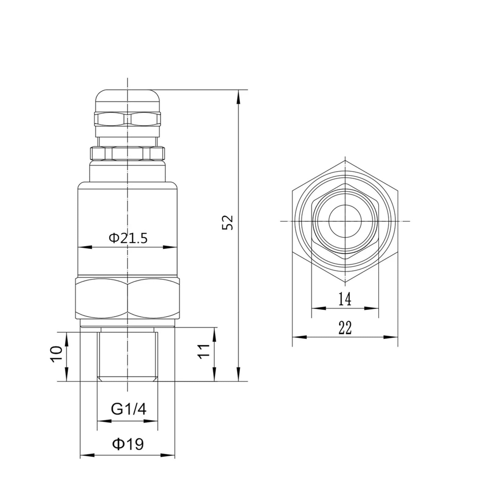 Drucksensor geeignet for Wasser, Öl, Kraftstoff, Gas, Luft G1/4 5–12 V 0,5–4,5 V Keramiksensor Edelstahl 304 Sender(0-5V,0-0.8Mpa)