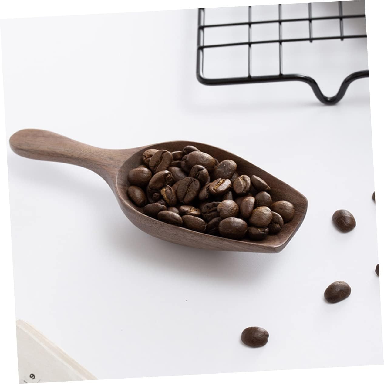 PRETYZOOM 4pcs Practical Bean Scoop Kitchen Wooden Tea Spoon Grain Scoop for Ground Coffee