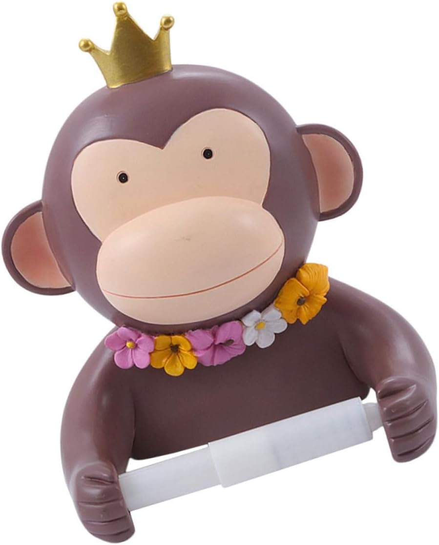 Brown Cartoon Monkey Toilet Paper Mounted Smooth Edges Compact Design Bathroom Tissue Holder for Household Toilet Supplies Eco Friendly and Practical Organizer