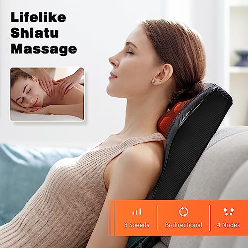Omassa Back Massager With Heat, Shiatsu Back And Neck Massager, 3D Kneading Deep Tissue Massage Pillow For Neck, Back, Shoulder, Muscle Pain Relief, Gifts For Mom Dad Women Men #TOP3