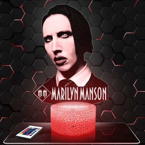 Lampephoto.fr - M. Manson 3D Lampe, Touch Nachtlicht, M. Manson merch, Musik Geschenk, 3D Led Illusion Geschenkidee Weihnachten Geburtstag Junge und Mädchen