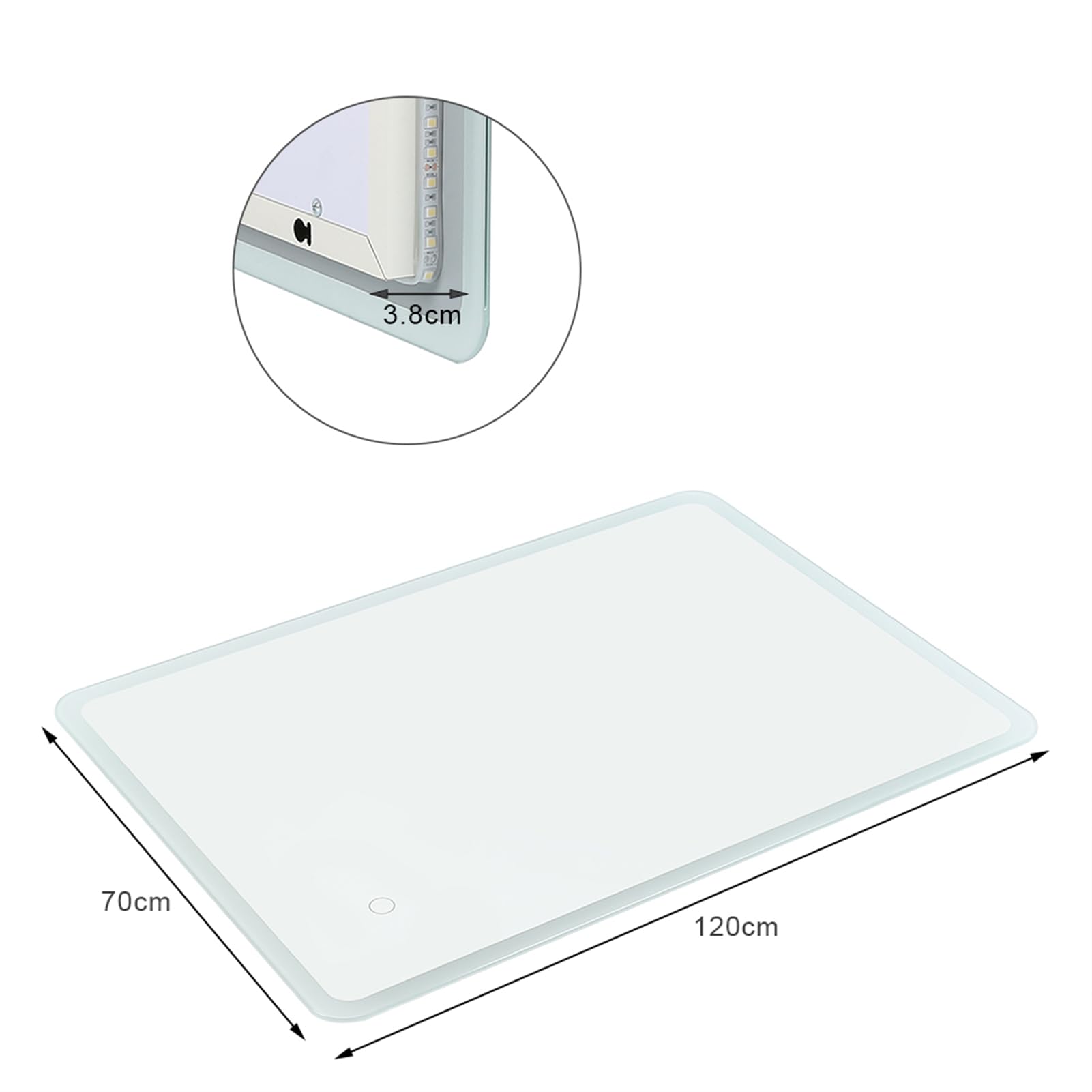 homewell Espejo de baño con iluminación, 70 x 120 cm, espejo de pared LED con interruptor táctil, luz blanca fría 6400 K, moderno sin cobre, espejo de pared con marco de aluminio (modelo 2, 70 x 120