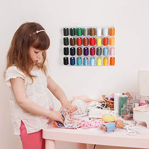 Haitarl 32-Spool Sewing Thread Rack, Wall-Mounted Metal Sewing Thread Holder With Hanging Tools, Metal Rack For Organize Sewing Thread, Embroidery-Suitable For Large Thread, White #TOP4