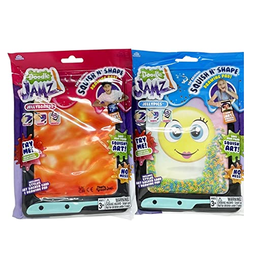 Juego de 2 almohadillas de dibujo Doodle Jamz sensoriales sin desorden con lápiz capacitivo relleno de gel y cuentas, paquete de almohadillas de dibujo creativas portátiles HTUK® Cover