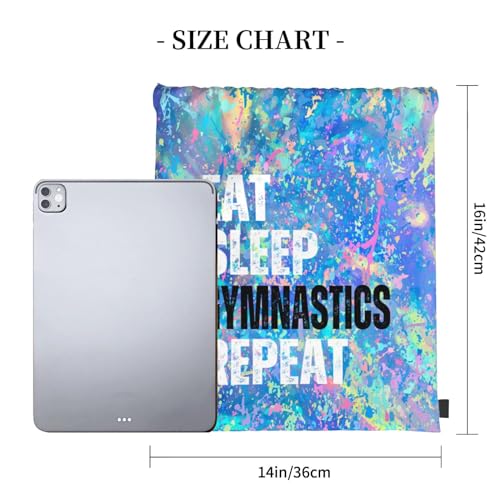 Eat Sleep Gymnastics Repeat Drawstring Backpack Gym String Bag Sports Drawstring Sackpack For Women Men3