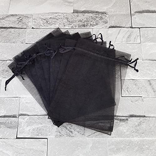 Dkrsyz Set Of 50 Gift Organza Bags Black Satin Drawstring 5X7 Inch For Baby Shower,50Th Christmas,Birthday,Party Favor,Wedding,Graduation Sheer Mesh Fabric Wrap Glitter Soft Rope Sachet For Jewelry #TOP3