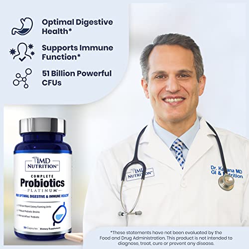 1Md Nutrition Complete Probiotics Platinum Prebiotics And Probiotics For Men & Women - Probiotic Supplement For Digestion W/More Than 50 Billion Live Cfu 11 Strains Dairy-Free - Vegetarian Caps #TOP1