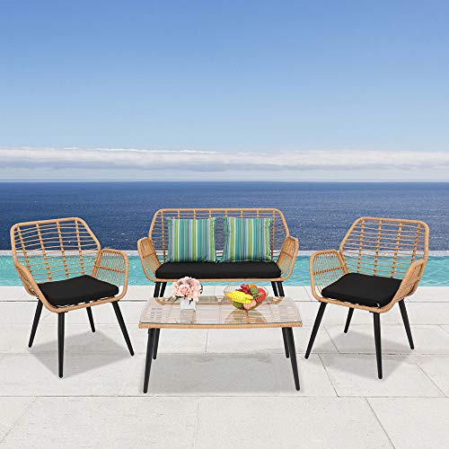 Rattan Garden Furniture 4 Piece Patio Set
