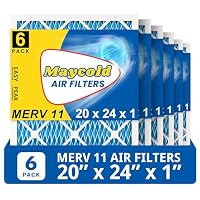Maycold MERV 11 Ofen-Luftfilter (6er-Pack), hocheffizienter plissierter AC-HLK-Filter für den Heimgebrauch, fängt Feinstaub und Tierhaare auf, tatsächliche Größe 19,70 x 23,70 x 0,75, einzeln verpackt – Ansicht 1