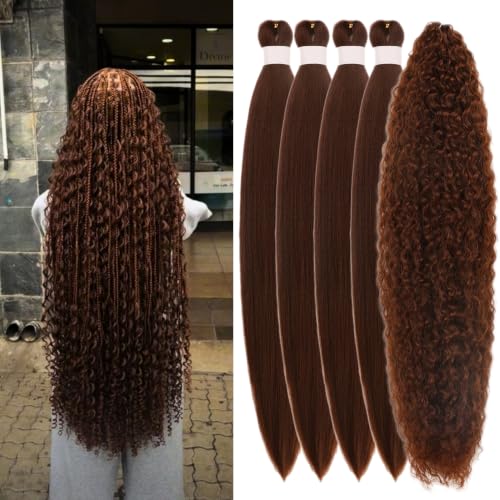 Brown Braiding Hair Pre stretched with Boho Curls Curly Braiding Hair