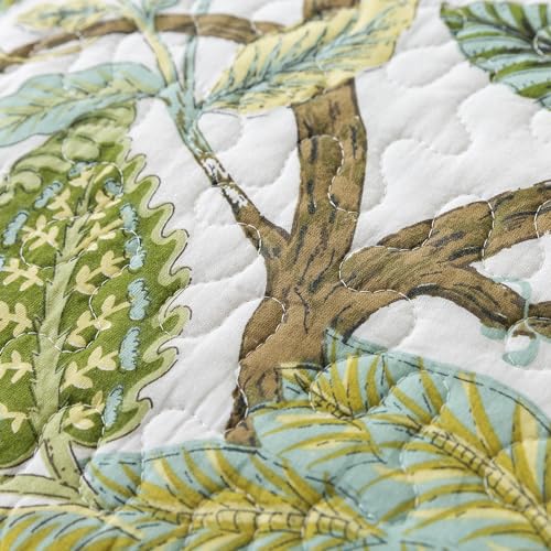 NEWLAKE Cotton Bedspread Quilt Sets - Reversible Patchwork Coverlet Set, Floral Vine Pattern, Queen Size