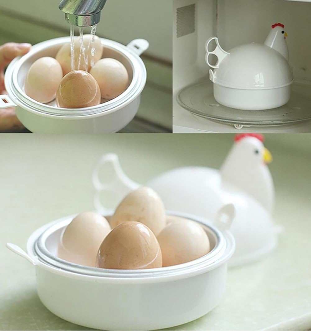 Amazon | FGAJKG ゆでたまご器 にわとり柄 4個用 電子レンジ用