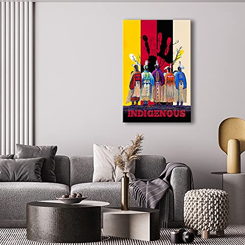 Indian Chief Wall Decor Native American Picture Canvas Wall Art Print Poster Colorful Feathers Paintings For Home Office Decor (Not Framed,16X24Inch(40X60Cm)) #TOP2
