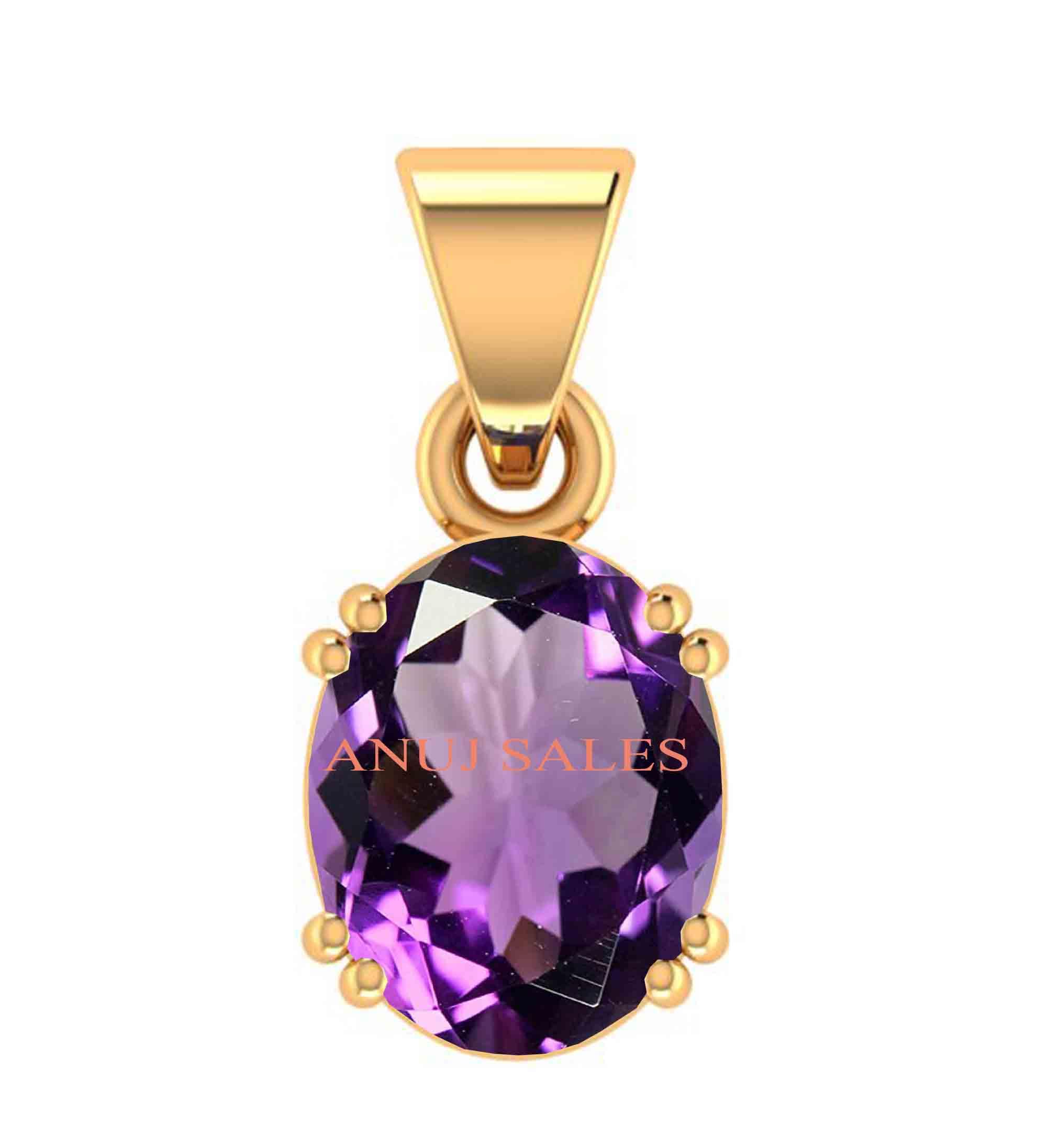 10.25 Ratti 9.25 Carat Amethyst Purple Crystal Stone Gold Plated Adjustable Pendant Locket for Unheated Untreatet for Men and Women by Lab Certified-image-29