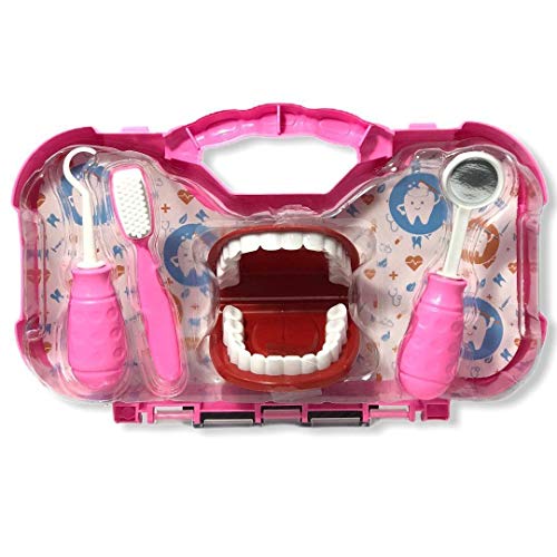 Maleta Kit Dentista Infantil Dentista 4 Peças Rosa Pakitoys