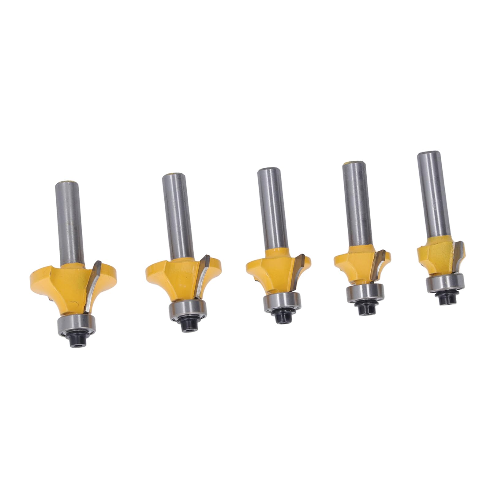 5 Pcs Round Over Router Bit Set, 8mm Shank Carbide Corner Rounding Router Bit, Woodworking Milling with Heat Coating, Multi Purpose Router Bits for Softwood,