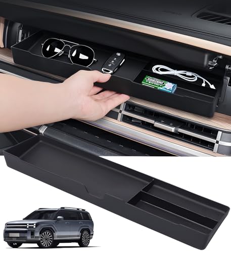 Katorn Upper Glove Box Organizer for Hyundai Santa Fe 2026 2025 2024 Interior Accessories Passenger Side Storage Drawer Box Organizer Insert Tray for 2024-2026 Santa Fe Black