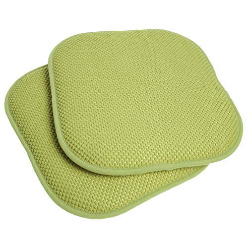 Sweet Home Collection Memory Foam Honeycomb Nonslip Back Chair/Seat Cushion Pad (2 Pack), 16 X16, Green #TOP10
