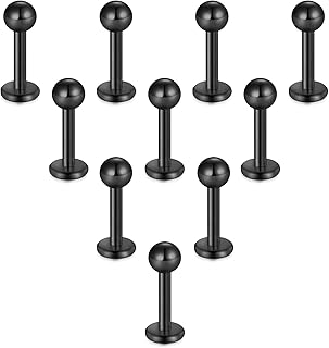10 PCS Lip Rings Studs for Women 16G 6mm-12mm Surgical Steel Labret Studs Monroe Medusa Piercing Jewelry Cartilage Helix Tragus Earring Studs Black Silver Gold