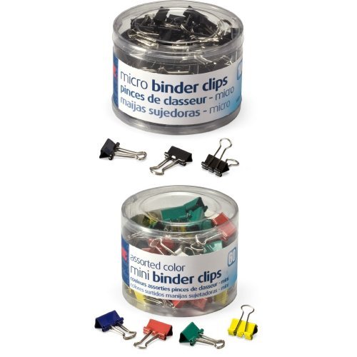 Officemate Small Binder Clibs, Assorted and Black Colors