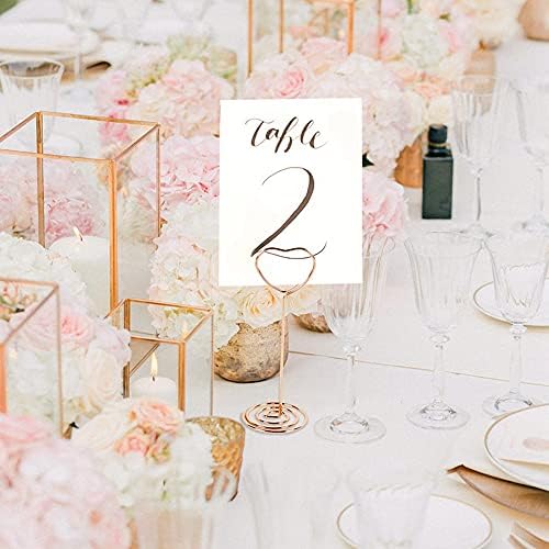 inodiref 12 Pieces Place Card Holders, Heart Shape Table Number Holders, Memo Holder Stand Clip, Photo Clip Holder Stand, for Weddings Party Table Decoration (Rose Gold)