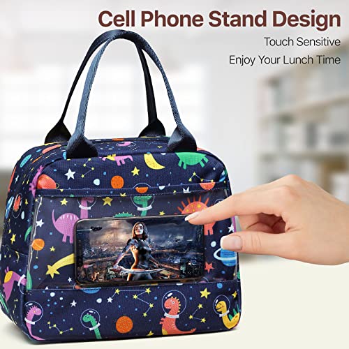 Bageri Kids Lunch Box Insulated Lunch Bag For Boys Back To School Small Soft Cooler With Clear Sided Pocket (Deep Blue Space Dinosaur) #TOP1