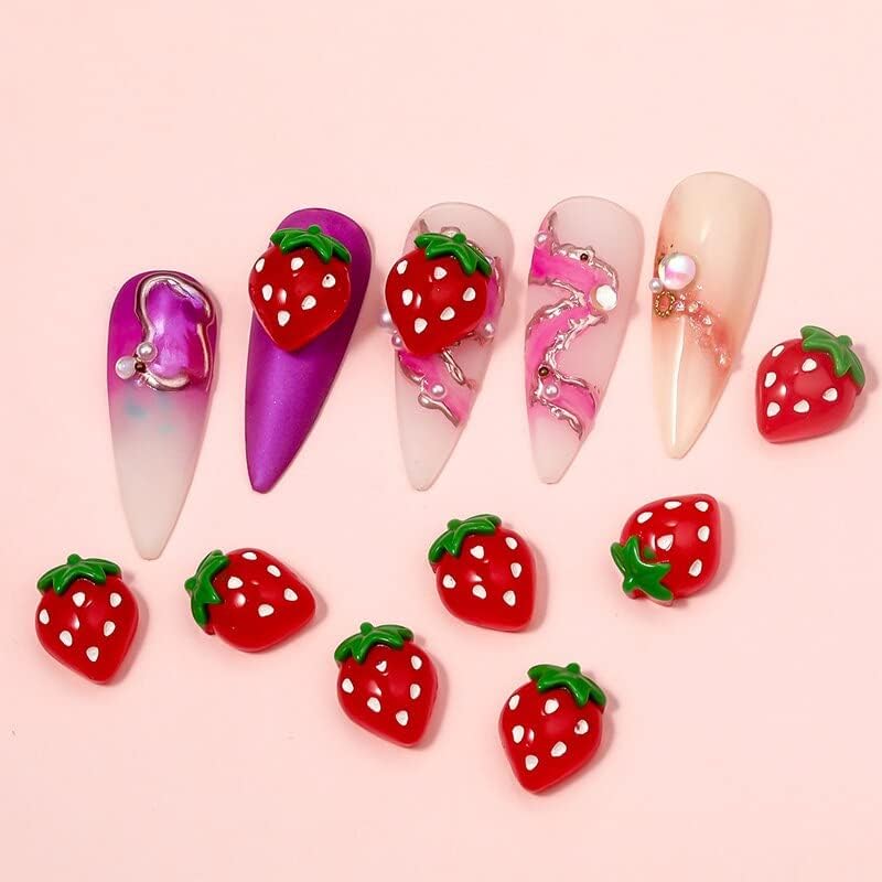 10pcs/Pack Strawberry Cute Nail Art Decoration 3D Charm Pendant Designer Manicure Nail Crystals DIY Creative Craft Accessorie - (Color: 1)