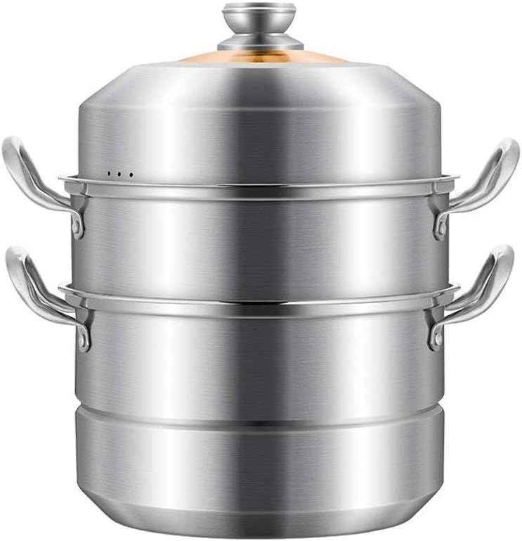 Stainless Steel Steamer 304 Soup Pot, Multifunctional Steamer 32cm3 Layer Large Commercial Steamer Induction Cooker and Gas Stove