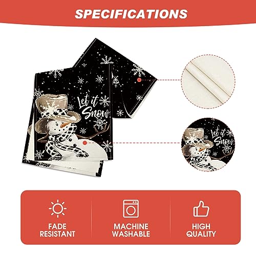Image of Artoid Mode Black Snowman Snowflake Let it Snow Winter Table Runner, Christmas Kitchen Dining Table Decoration for Home Party Decor 13x72 Inch