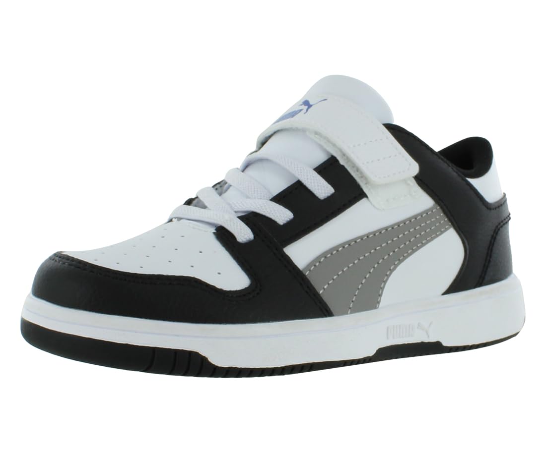 Puma Rebound Layup LO SL V Infant/Toddler Shoes Size 13, Color: White/Concreate Gray/Puma Black