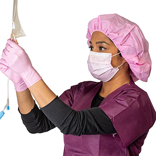 Tronex Pink Disposable 3 Ply Sms Heavy Duty Bouffant Hair Net Medical Surgical Caps Bakery Protective Head Hair Cover 24” Nurse Hairnets #TOP3