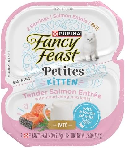 Purina Fancy Feast Gourmet Gravy Petites Tender Salmon Pate Gourmet Wet Kitten Food - (Pack of 12) 2.8 oz. Tubs