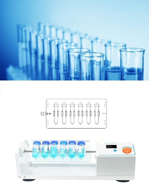 Rotary Shaker Mixer Rolling Device Vortex Mixing Instrument with Tray Model 05 12pcs 10ml or 15ml Centrifuge Tube Speed Range 5 to 200rpm RPM Countdown Setting 1 to 300s