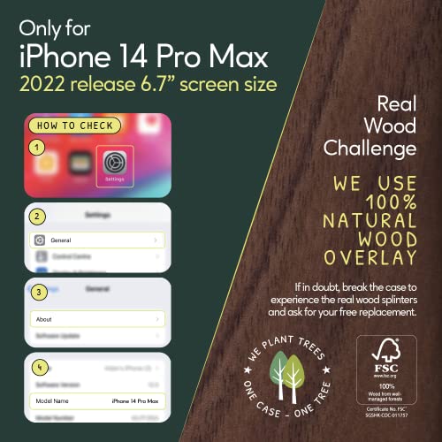Iato Iphone 14 Pro Max Magnetic Wood Case. Unique & Classy Shockproof Protective Cover. Magsafe & Wireless Charging Compatible Real Wooden Overlay On Soft Black Tpu - Natural Walnut #TOP5