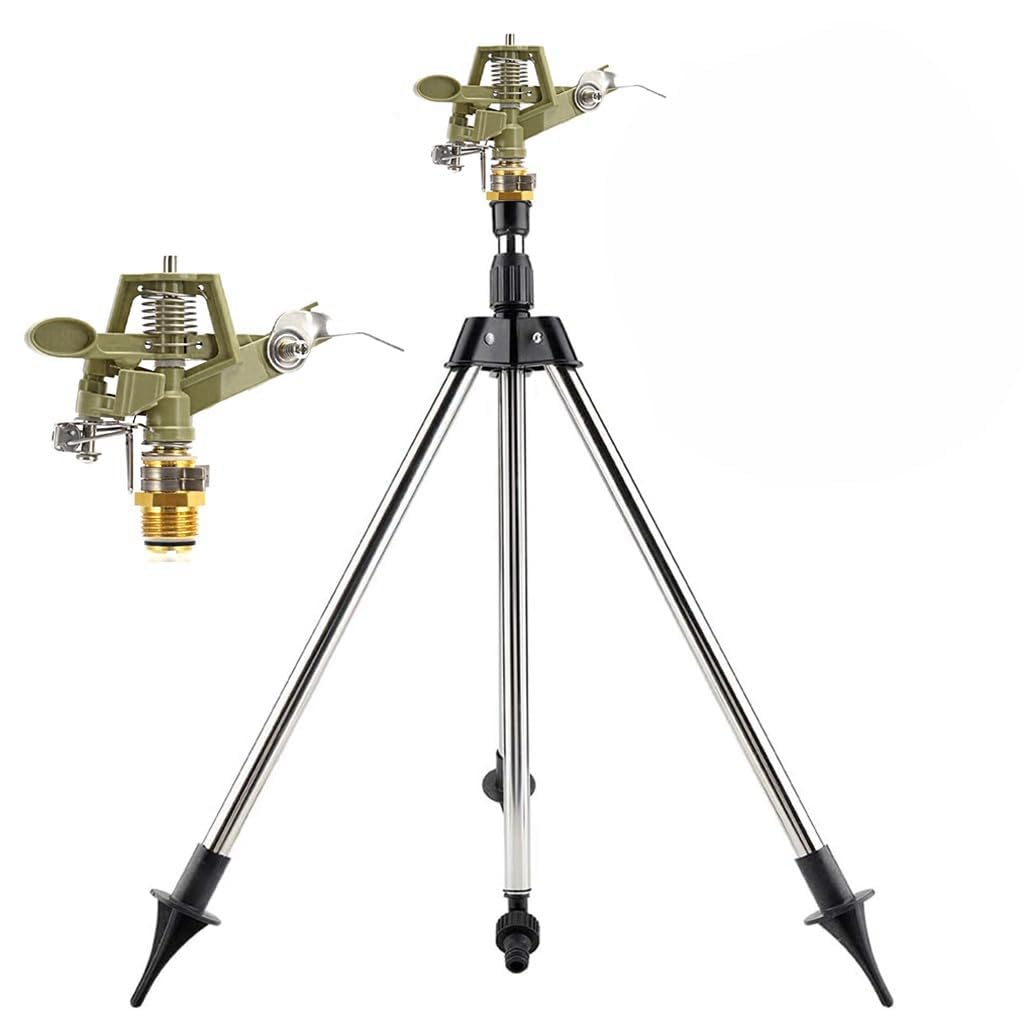 HASTHIP® Garden Rotating Water Sprinkler - Adjustable Metal Nozzle and Stainless Steel Tripod for 360° Coverage - Portable Garden Irrigation System Compatible with Lawn, Flower Bed, and Vegetable-image-44