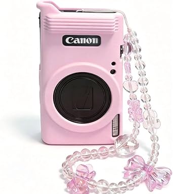 Silicone Case for Canon PowerShot IXY 650/ELPH 360 Cameras, Soft Silicone Camera Case, Slim Fit Scratch-Resistant Portable Protective Case for Camera Body .Give a Crystal ChainPink