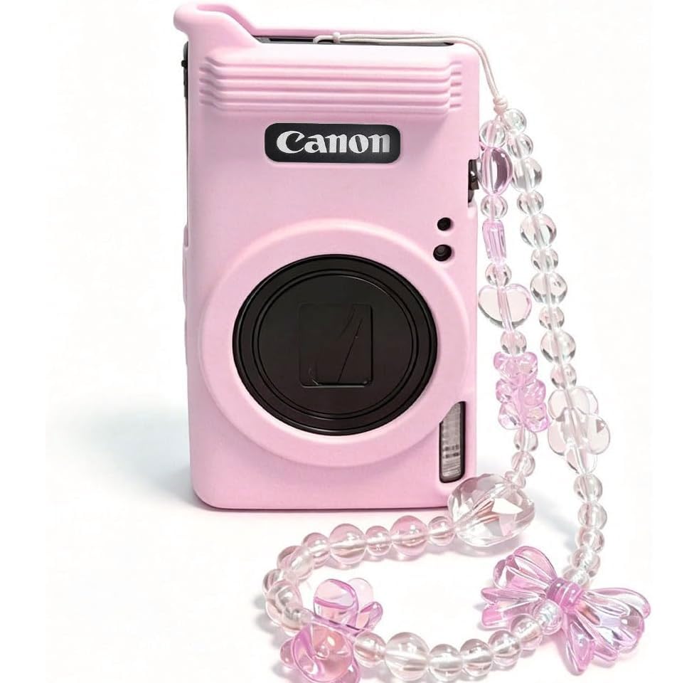 TUOOUT Silicone Case for Canon PowerShot IXY 650/ELPH 360 Cameras Soft Silicone Camera Case Slim Fit Scratch-Resistant Portable Protective Case for Camera Body .Give a Crystal Chain(Pink)