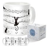 Palasarkaaa Funny Musical Note Black Cat Coffee Mug 11oz, Birthday Thank You Christmas Gifts for Music Lovers Men Woman Pet lover, Appreciation Gifts Piano Cat Cup