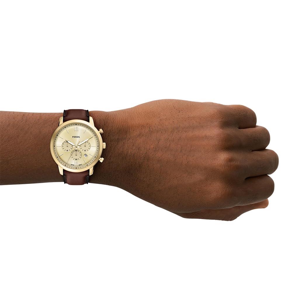 FOSSIL Neutra Uhr für Herren, Quarz-Chronographenwerk mit Lederarmband