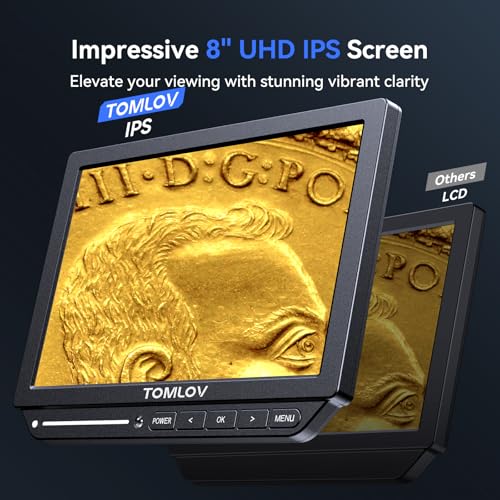 TOMLOV TM4K-AF Flex 4K Autofocus Digital Microscope HDMI, 8" IPS Coins Magnifier 2000X, 52MP Scope Camera for Soldering, with Flex Arm, Electronics Repair Mat, Ring Light, 64GB Card - Image 6