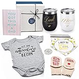 Pregnancy Gifts for First Time Moms Dad, Mommy and Daddy Est 2022 Stainless Steel Wine Tumbler Set...