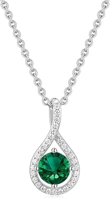 EAMTI 925 Sterling Silver Necklace for Women Cubic Zirconia Round Cut 1.25CT Pendant Necklace Dainty Jewelry for Women