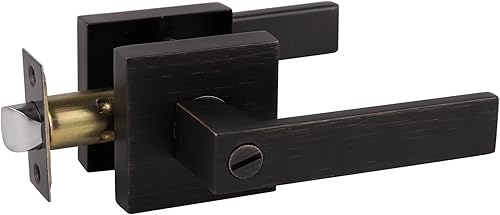 Miniatura 8 de Probrico Paquete de 20 manijas de puerta de níquel cepillado para puerta interior de baño herrajes de níquel satinado con cerradura