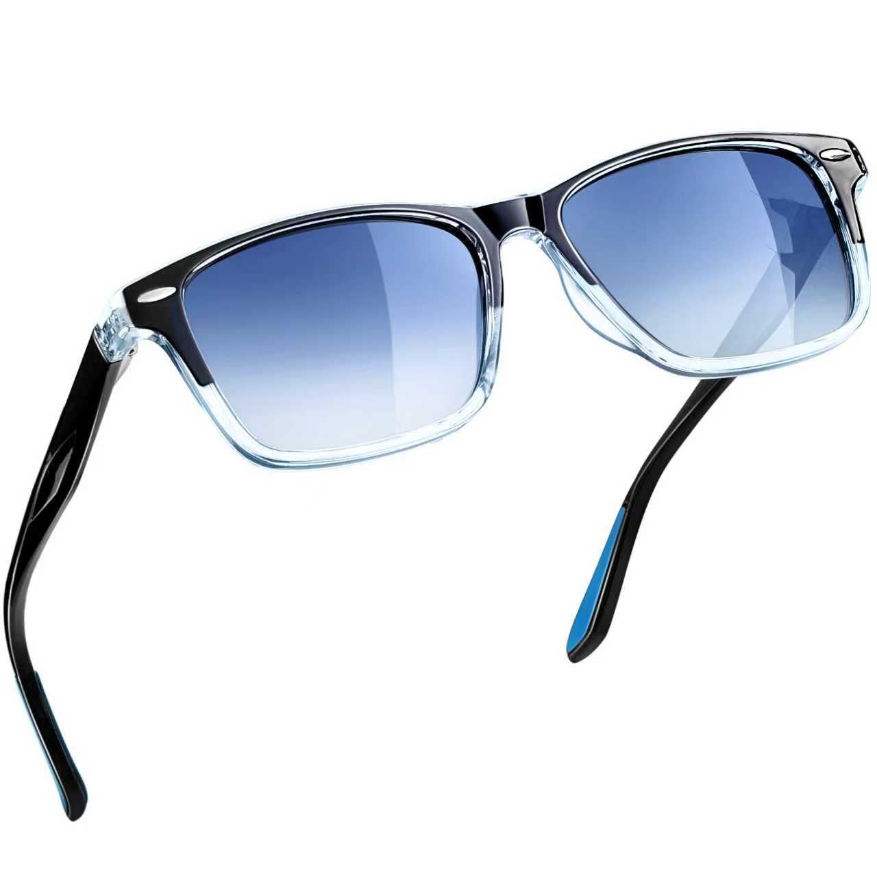 [MAIVARDAY] サングラス メンズ レディース UVカット偏光 TR90 ウェリントン型 運転用 弾性 グラデーションブルー sunglasses for men