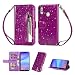 Produktbild Ostop Glitzer Lila Hülle für Huawei P20 Lite,Bling Slim Reißverschluss Brieftasche Leder Handyhülle mit Kartenfach,Klappbar Stand Magnetisch Flip Stoßfest Schutzhülle für Huawei P20 Lite