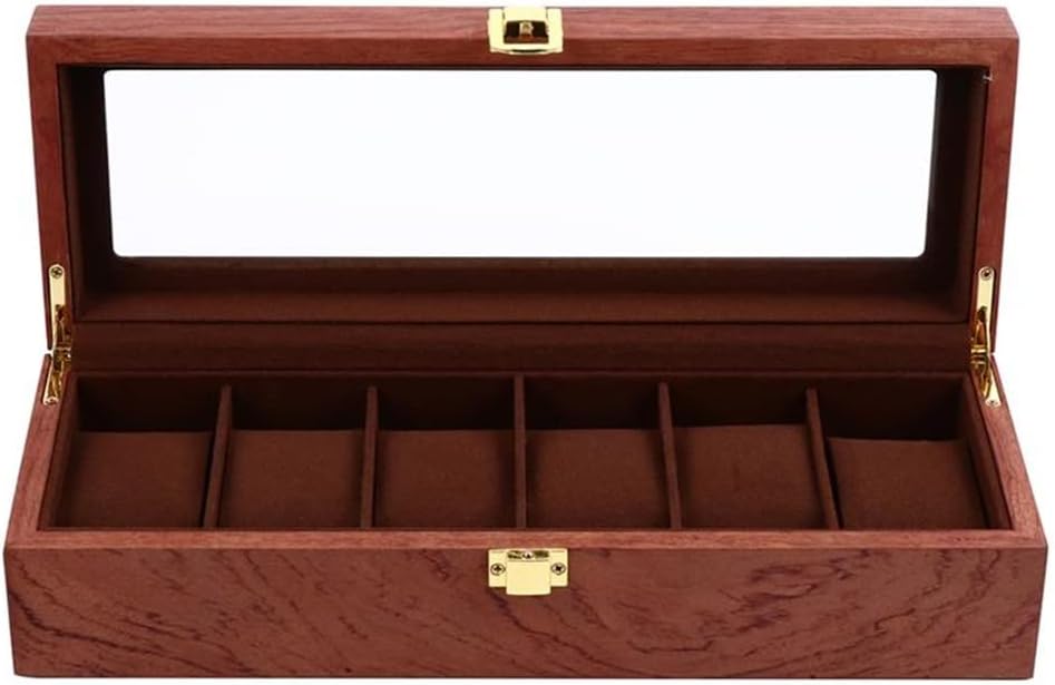 6 SlotsWood Watch Display Box Organizer Black Wooden Case Storage Packing Gift Boxes Jewelry
